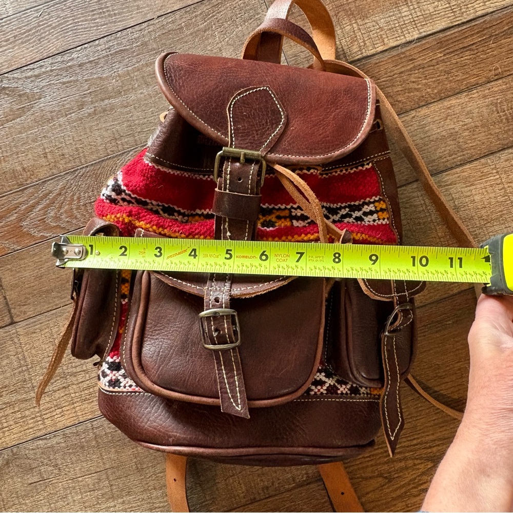 Hand Crafted Moroccan Boho Leather Backpack - Picture 12 of 14
